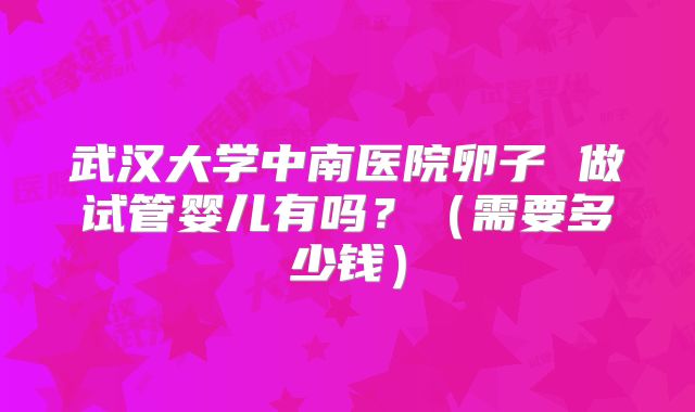 武汉大学中南医院卵子 做试管婴儿有吗？（需要多少钱）
