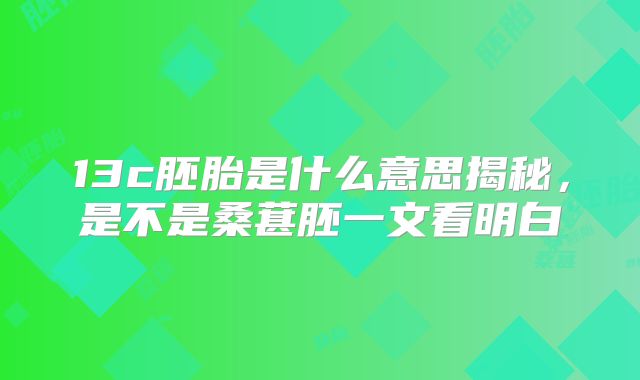 13c胚胎是什么意思揭秘,是不是桑葚胚一文看明白
