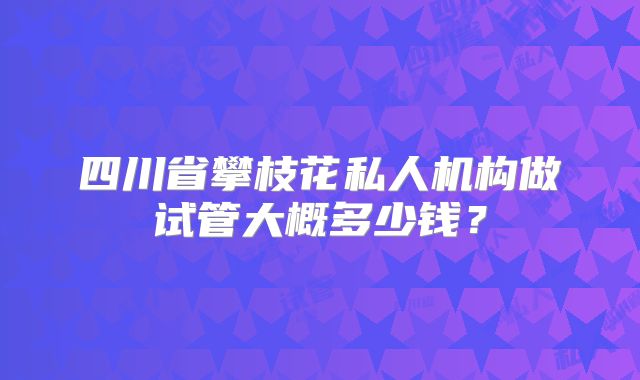 四川省攀枝花私人机构做试管大概多少钱？