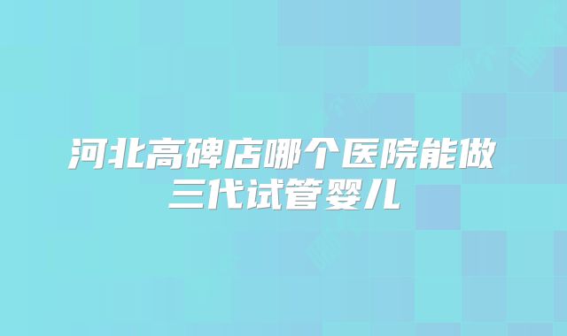 河北高碑店哪个医院能做三代试管婴儿
