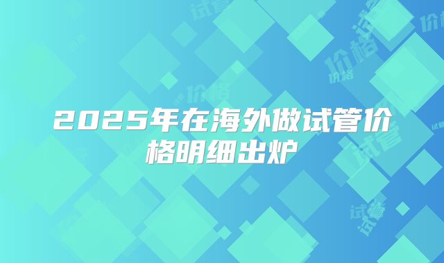 2025年在海外做试管价格明细出炉