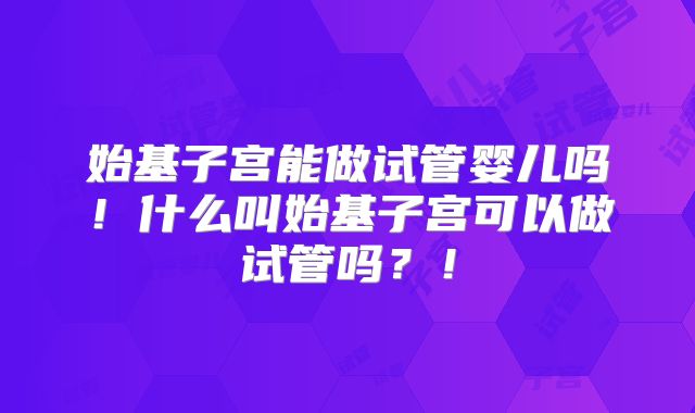 始基子宫能做试管婴儿吗！什么叫始基子宫可以做试管吗？！
