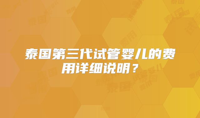 泰国第三代试管婴儿的费用详细说明?