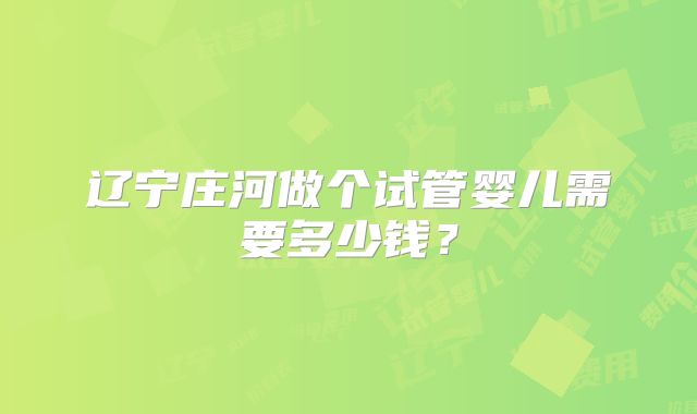 辽宁庄河做个试管婴儿需要多少钱?