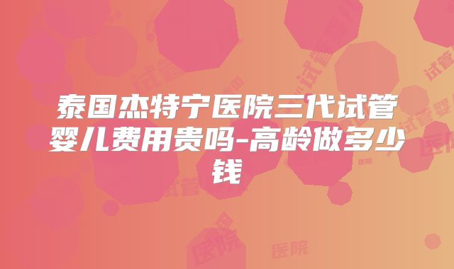 泰国杰特宁医院三代试管婴儿费用贵吗-高龄做多少钱