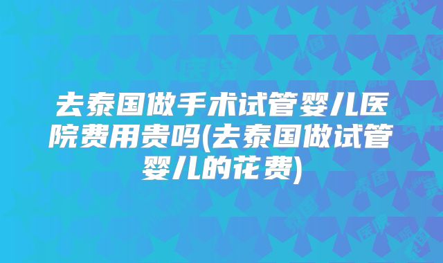 去泰国做手术试管婴儿医院费用贵吗(去泰国做试管婴儿的花费)