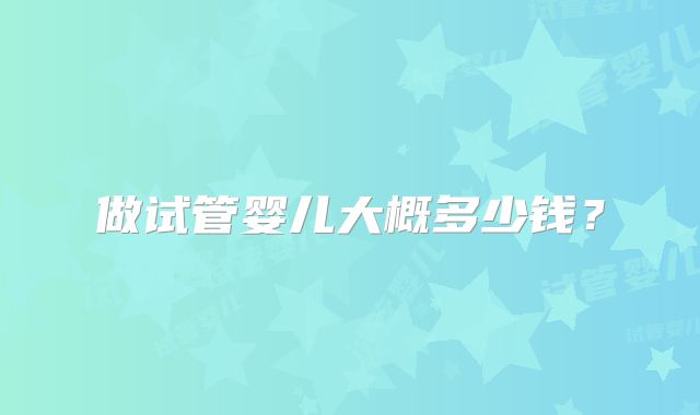 做试管婴儿大概多少钱？