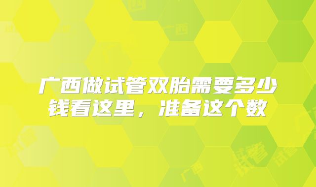 广西做试管双胎需要多少钱看这里，准备这个数