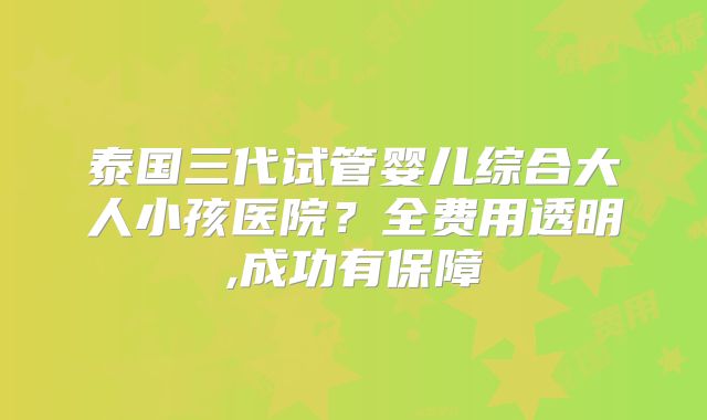 泰国三代试管婴儿综合大人小孩医院?全费用透明,成功有保障