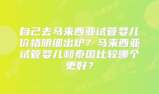 自己去马来西亚试管婴儿价格明细出炉?马来西亚试管婴儿和泰国比较哪个更好?