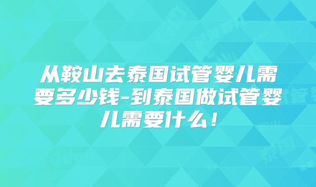 从鞍山去泰国试管婴儿需要多少钱-到泰国做试管婴儿需要什么！