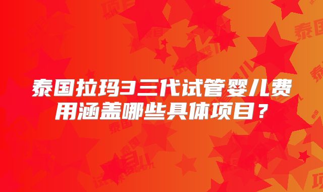 泰国拉玛3三代试管婴儿费用涵盖哪些具体项目?