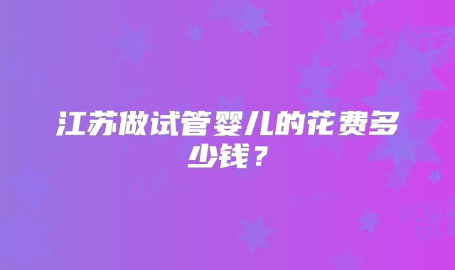 江苏做试管婴儿的花费多少钱？