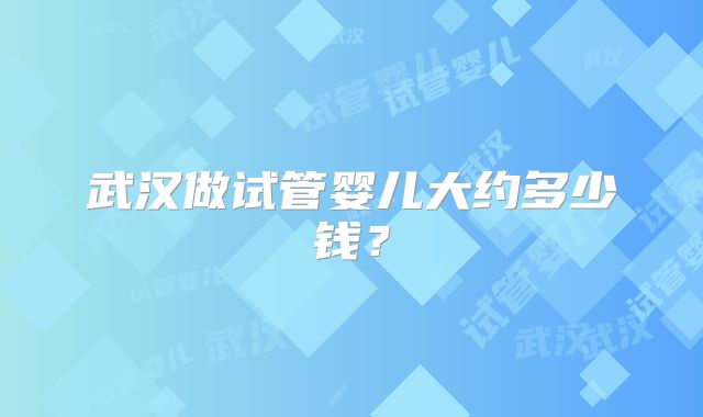 武汉做试管婴儿大约多少钱?