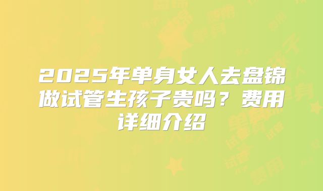 2025年单身女人去盘锦做试管生孩子贵吗?费用详细介绍
