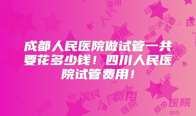 成都人民医院做试管一共要花多少钱!四川人民医院试管费用!