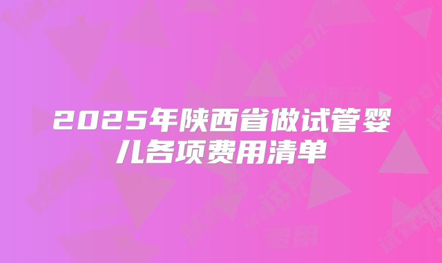 2025年陕西省做试管婴儿各项费用清单