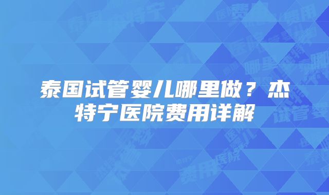 泰国试管婴儿哪里做？杰特宁医院费用详解