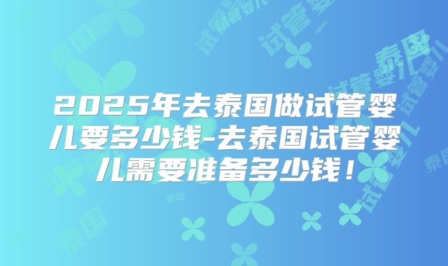 2025年去泰国做试管婴儿要多少钱-去泰国试管婴儿需要准备多少钱！