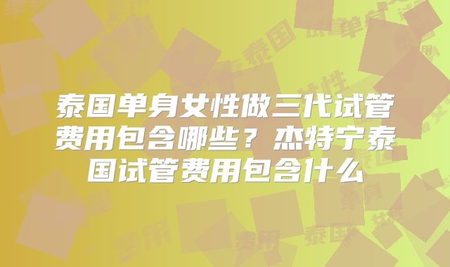 泰国单身女性做三代试管费用包含哪些？杰特宁泰国试管费用包含什么