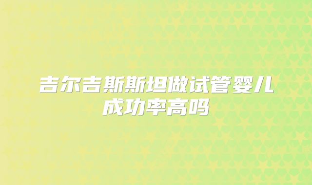 吉尔吉斯斯坦做试管婴儿成功率高吗