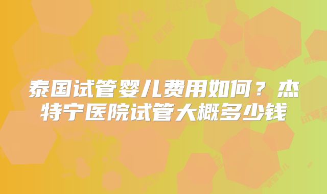 泰国试管婴儿费用如何?杰特宁医院试管大概多少钱