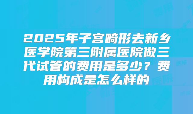 2025年子宫畸形去新乡医学院第三附属医院做三代试管的费用是多少？费用构成是怎么样的