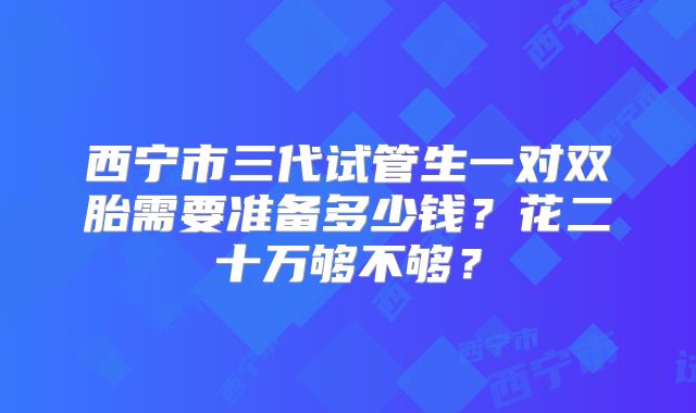 西宁市三代试管生一对双胎需要准备多少钱？花二十万够不够？