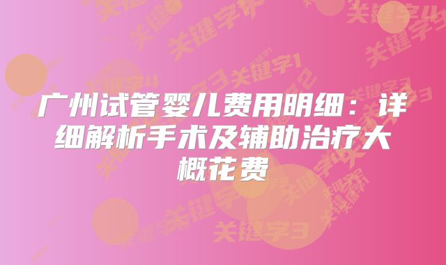 广州试管婴儿费用明细：详细解析手术及辅助治疗大概花费