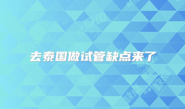 去泰国做试管缺点来了