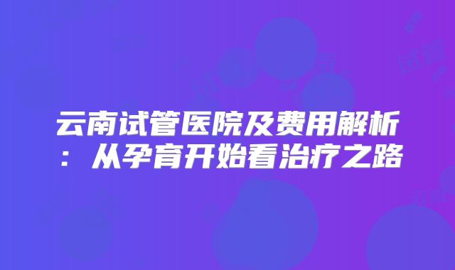 云南试管医院及费用解析:从孕育开始看治疗之路