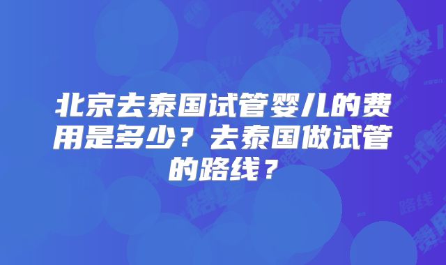 北京去泰国试管婴儿的费用是多少?去泰国做试管的路线?