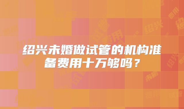 绍兴未婚做试管的机构准备费用十万够吗?
