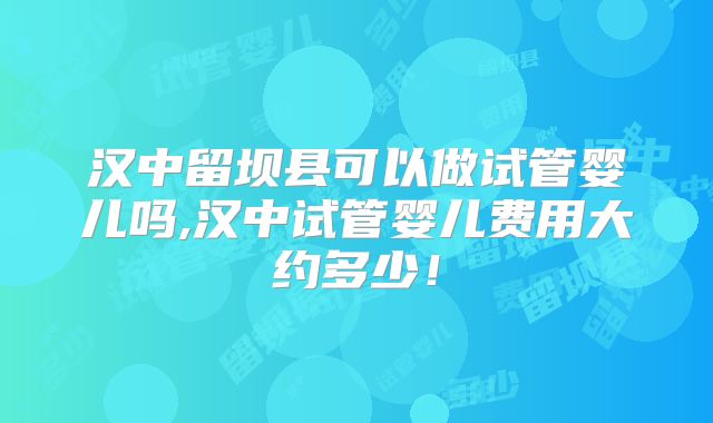 汉中留坝县可以做试管婴儿吗,汉中试管婴儿费用大约多少！