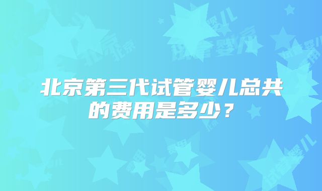 北京第三代试管婴儿总共的费用是多少？