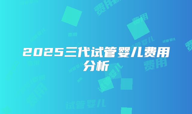 2025三代试管婴儿费用分析