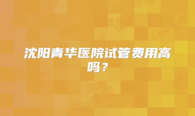 沈阳青华医院试管费用高吗?