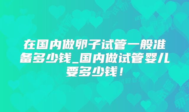 在国内做卵子试管一般准备多少钱_国内做试管婴儿要多少钱!
