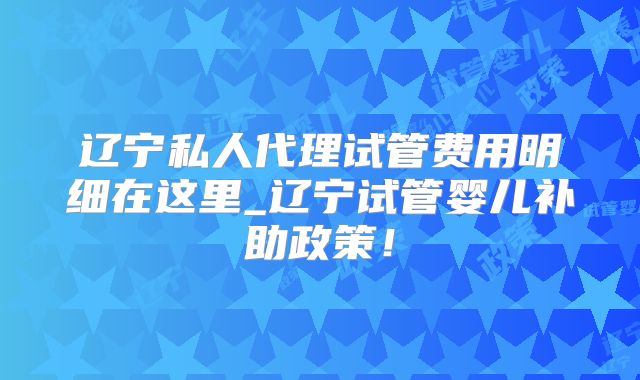 辽宁私人代理试管费用明细在这里_辽宁试管婴儿补助政策！