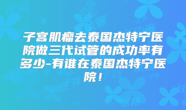 子宫肌瘤去泰国杰特宁医院做三代试管的成功率有多少-有谁在泰国杰特宁医院!