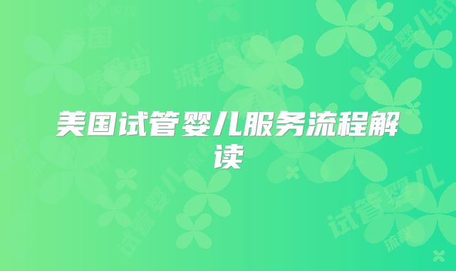 美国试管婴儿服务流程解读