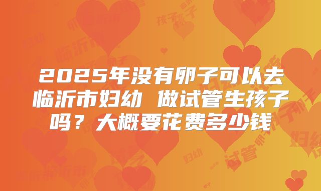 2025年没有卵子可以去临沂市妇幼 做试管生孩子吗？大概要花费多少钱