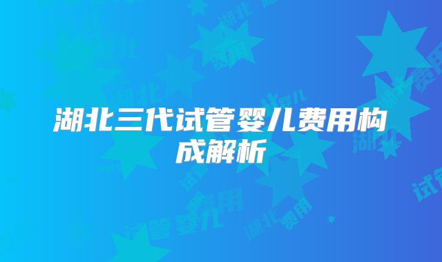 湖北三代试管婴儿费用构成解析