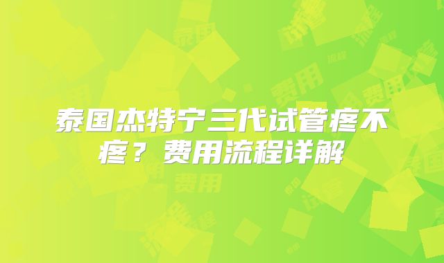 泰国杰特宁三代试管疼不疼？费用流程详解