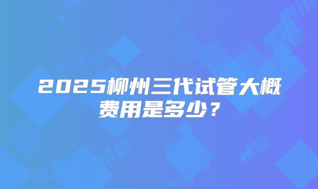 2025柳州三代试管大概费用是多少?