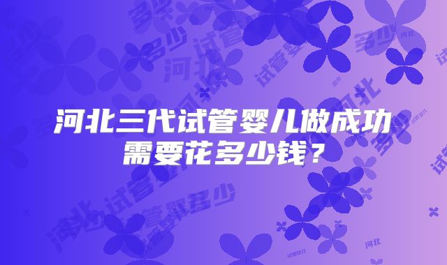 河北三代试管婴儿做成功需要花多少钱？