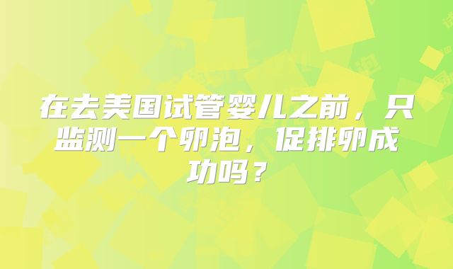 在去美国试管婴儿之前，只监测一个卵泡，促排卵成功吗？