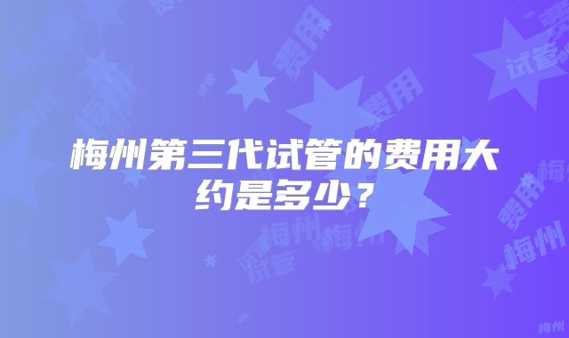 梅州第三代试管的费用大约是多少?