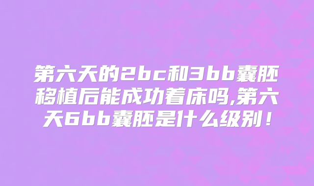 第六天的2bc和3bb囊胚移植后能成功着床吗,第六天6bb囊胚是什么级别!