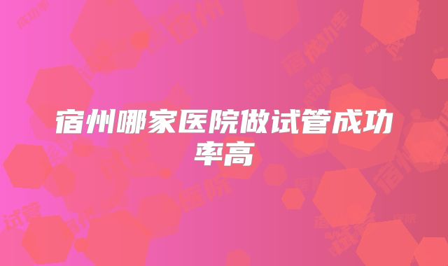 宿州哪家医院做试管成功率高